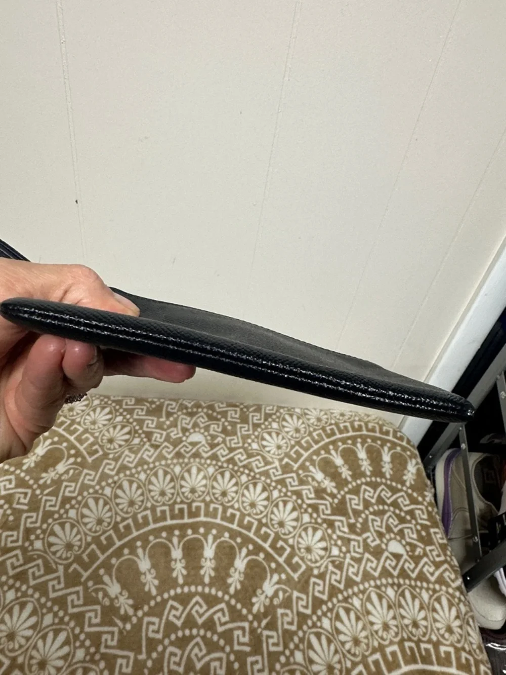 Coach Black Pebbled Leather Zip Wristlet with Gold Hardware